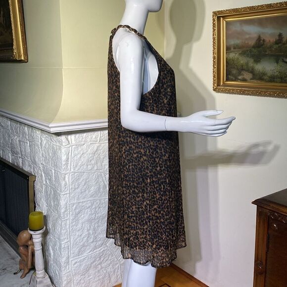 NWT Joie Leopard Print Halter Top Sheath Lightly Pleated Cocktail Dress - Picture 5 of 14